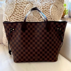🌻Louis Vuitton Neverfull MM Damier Ebene - Int. Color: Pink Rose Ballerine